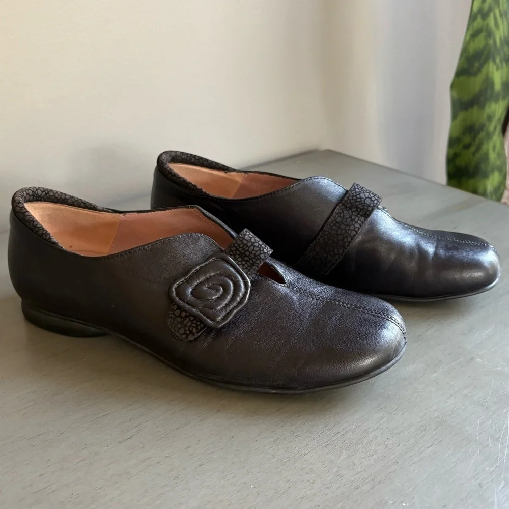Beautifeel Leather Slip-On Black Loafer Flat Ivy Ballerina Women EU 38 Rose